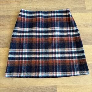 Weekend Max Mara Epoca Plaid Wool Mini Skirt Size 14